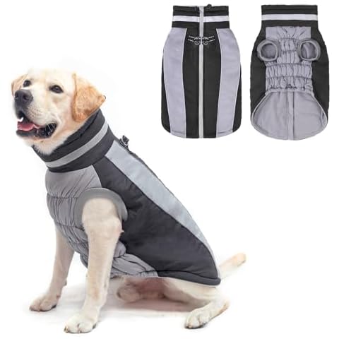 BEAUTYZOO Warm Dog Winter Coat with Harness, Waterproof Dog Jackets for Small Medium Large Dogs,Windproof Reflective Dog Fleece Puffer Vest,Winter Dog Clothes Outfit Apparel for Cold Weather,Black XL Cover