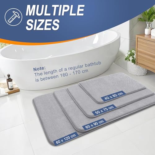 smiry Thick Memory Foam Bath Mat,40 x 60 cm,Extra Soft Absorbent Bathroom Mat,Non-Slip Quick Dry Bath Mats for Bathroom,Machine-Washable Bath Rug Foot Mat,Grey - Cosy Home Interiors smiry Thick Memory Foam Bath Mat,40 x 60 cm,Extra Soft Absorbent Bathroom Mat,Non-Slip Quick Dry Bath Mats for Bathroom,Machine-Washable Bath Rug Foot Mat,Grey - Image 7