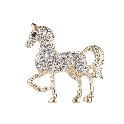 Image of Rhinestone Horse Animal Brooch Pin for Women Girls Men Fashion Crystal Pony Brooches Lapel Pins Cute Dress Accessories Holiday Party Race Jewelry Unisex Gift