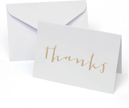 Miniatura 2 de Gartner Studios Tarjeta de agradecimiento con purpurina dorada, 5 x 3.5 pulgadas, 50 unidades