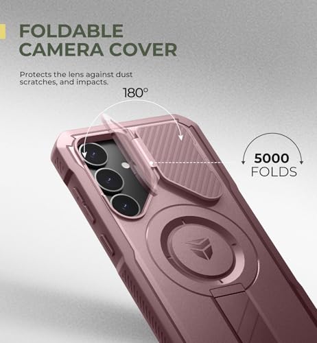 Image of Dexnor for Samsung Galaxy S25 Plus Case with Camera Cover & Adjustable Kickstand & Built-in Screen Protector, Magnetic Rugged Shockproof Bumper Cases Heavy-Duty Protective Cover(2025),Peony Pink