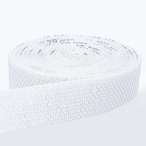 Novani Self Adhesive Pears Ribbon 1 Roll - 3 Yards White Pearls Crystal Diamond Bling Strips Glitter Resin Ribbon for Crafting,Home DIY Decoration(White Pearls,1.14 Inch,3Y) by novani - Used condition - US$15.81