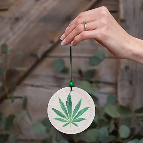 Image of Studio Oh! Cannabis Leaf Set of 2 Hanging Car Air Freshener, Long-Lasting Fragrance, Odor Eliminator, Scented Car Accessory for Auto Interior, Decorative Air Freshener, 4 x 7.5 in