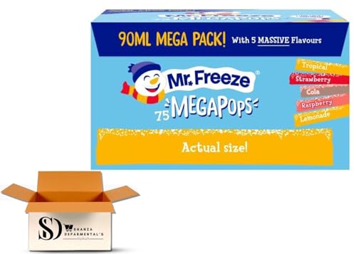 Mr. Freeze Mega Pops Assorted Flavours 75x90ml |(Lemonade Cola Raspberry Strawberry+Tropical)