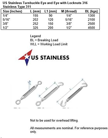 Tensores acero inoxidable ojo y ojo 5/16" UNC 2 piezas miniatura 4