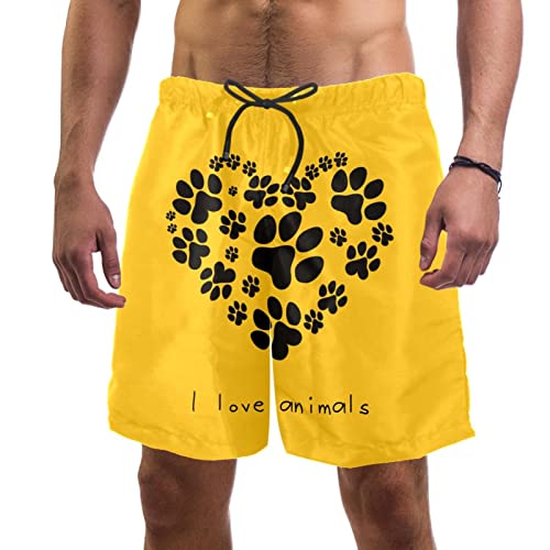 Maillots de bain pour hommes JDEZ avec motif de pattes de chien en cœur