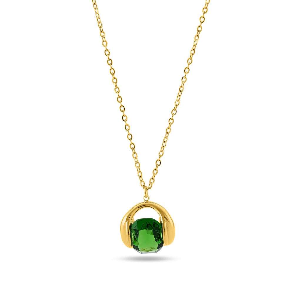 palmonas 18k Gold Plated Regal Emerald Necklace for Women - Gift for Girls & Women | Waterproof & Anti-Tarnish Necklace-picture-27