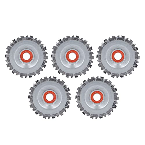 5Pcs Wood Carving Chain Disc, Electric Angle Grinder Discs Metal Chain Saw Disc Multifunctional Wood Carving Wheel Angle Grinder Chain Disc for Cutting, Carving, Shaping, Pruning