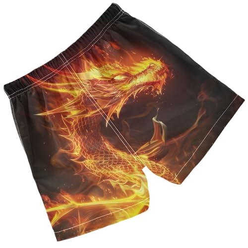 Pigsaly Boys Swim Trunks Orange Dragon Orange Fire Boys Board Shorts Swimsuit Swimwear Summer Bathing Suit 2T2