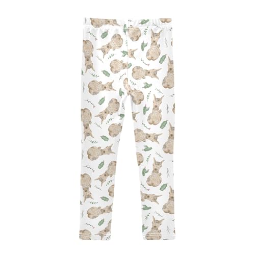 Alpaca Watercolor Girls Leggings,Workout Leggings for Girls Toddler Athletic Leggings Size for 3-10T2