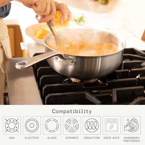 Image of Made In Cookware - 3 Quart Stainless Steel Saucier Pan - 5 Ply Stainless Clad - Professional Cookware - Crafted in Italy - Induction Compatible