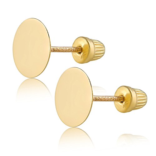 Hoberta Real 14k solid Yellow Gold Stud Earrings with Screw back for Women Girls Men for Sensitive ears Small & Minimalist Dot Studs Jewelry for Gifts