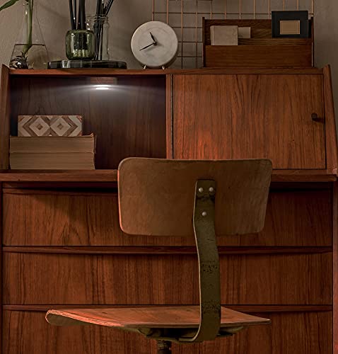 Image of Puck Lights with Remote, LED Under Cabinet Lights with Auto Timer, Battery Operated Dimmable Under Counter Light for Closet, Kitchen, Under Counter, Hallway, Stairs. 4 Pack (Woodgrain-1)