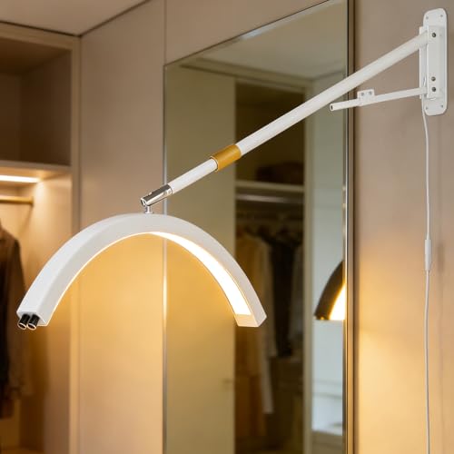 vnmudzeo Lampe Murale Demi-Lune, Longueur RéGlable De 62 à 113 Cm, Lampe LED Demi-Lune De 58 Cm (23 Pouces) pour Coiffure, Permanente, Coloration, Coupe Et Coiffage...