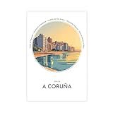 Póster de la ciudad de Coruña en lienzo, decoración de dormitorio, paisaje, oficina, habitación, regalo, 50 x 75 cm
