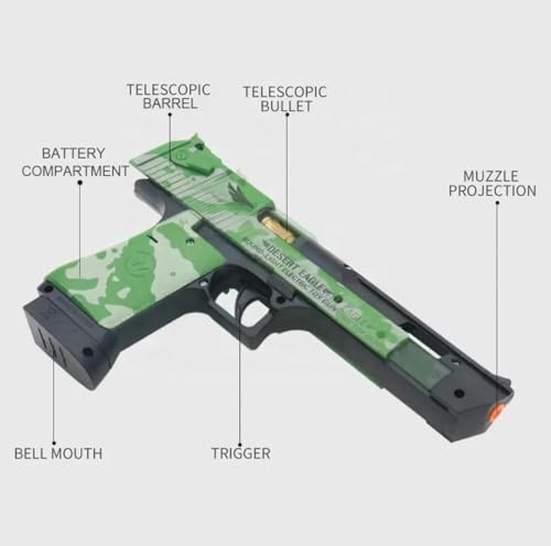 Image of Musical Army Style Toy Gun for Kids with Projection Light, Telescopic Moving Barrel, Battery Operated Pistol with Sound & Flashing Lights, Role Play Toy for Boys & Girls (Color May Vary)