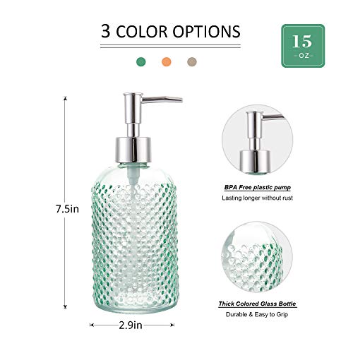 Cutiset 3 Pack Assorted Glass 15 Ounce Lotion Soap Dispenser Bottle With Pump For Bathroom, Kitchen #TOP1