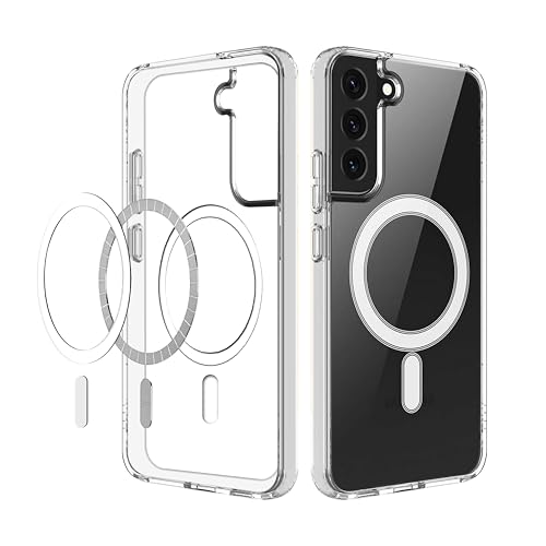 Image of CEDO Cover for Samsung Galaxy S22 (5G) | Compatible with MagSafe Wireless Charging | Designed with Magnetic Lock Shockproof Phone Bumper Transparent Back Case Cover (Transparent)