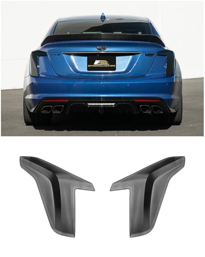 Compatible with 2020-Present Cadillac CT5 | Factory Style Arcylic Plastic - Smoke Tinted Tape On Rear Tail Light Trim Black Outs Lens Covers