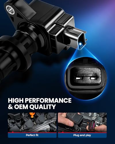 Image of KAX 4 Ignition Coils & 4 Iridium Spark Plugs Kit for Ford Fusion 06-09 2.3L | w /Magnetic Socket Fits Mercury Milan 2006-2009 2.3L, Replaces UF516, 5019