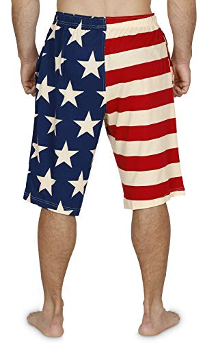 Men's Vintage USA Flag Pajama Lounge Pants or Shorts Stars and Stipes, Shorts, Small2