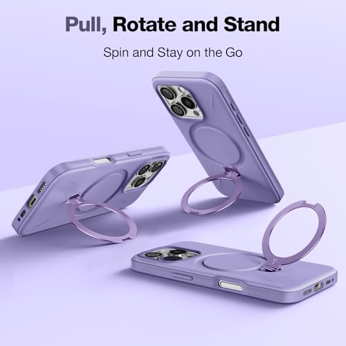 Image of TORRAS 360 Spin Mag Stand for iPhone 16 Pro Max Case, Fit for Magsafe, Mil-STD Protective Hard PC Scratch-Resistant Ostand Case for iPhone 16 Pro Max Phone Case Violet Purple, 6.9 inch