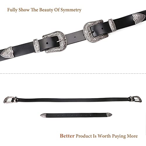 Jasgood Women Leather Belts Ladies Vintage Western Design Black Waist Belt For Pants Jeans Dresses Christmas Gift Belt（Suit Waist Size 38-42 Inches, B-Black-Only For High Waist ） #TOP2