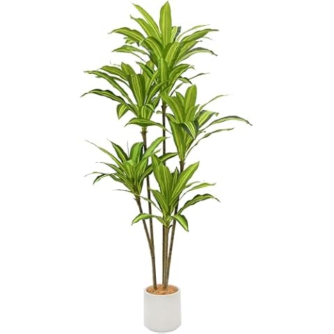 TTdoit Artificial Plants Indoor 5 ft Tall Dracaena Tree, Large Faux Plants with Realistic Leaves, Fake Tree Floor Plant Dragon Tree for Home Office Decor Cover
