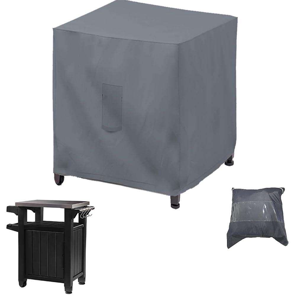 UCARE Prep Table Cover Compatible with 32in Keter Unity XL Portable Outdoor Prep Table/ Storage Cabinet Cover Heavy Duty Waterproof Grill Accessories Covers for Patio Kitchen Island Bar Cart, Gray