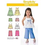 Simplicity 1451 Easy to Sew Toddler Girl's Dress, Top, Cropped Pants, and Shorts Sewing Patterns, Sizes 1/2-4