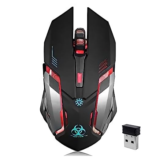 Wireless Gaming Mouse, VEGCOO C8 Silent Click Wireless Rechargeable Mouse with Colorful LED Lights and 3 Level DPI 400mah Lithium Battery for Laptop and Computer (Black)