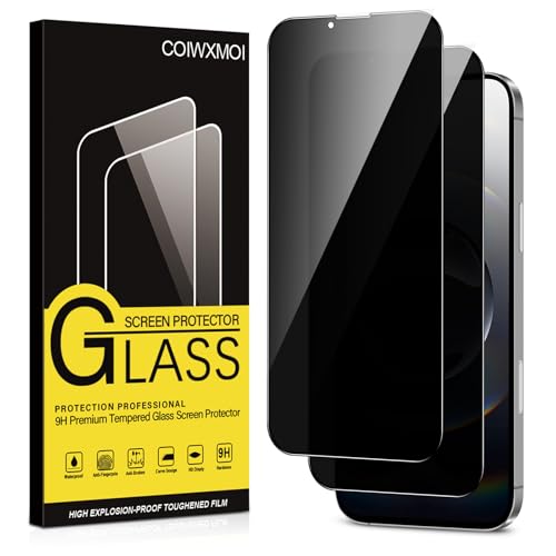 Coiwxmoi Protector Pantalla Privacidad para Apple iPhone 16e Cristal Vidrio Templado Antiespia 9H Dureza Anti-Arañazos Antihuellas Anti Espía Protectora Película Sin Burbujas Privacy Screen,2 Piezas
