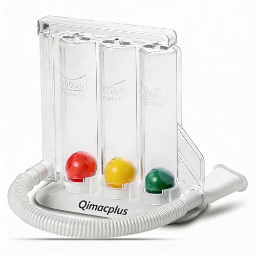 Image of Qimacplus 3 Ball Spirometer, BreathFull Breathing Exerciser - Respiratory Exerciser, Breathing Exercise, Respirometer, Breath Measurement System | Washable, Hygienic & Detachable
