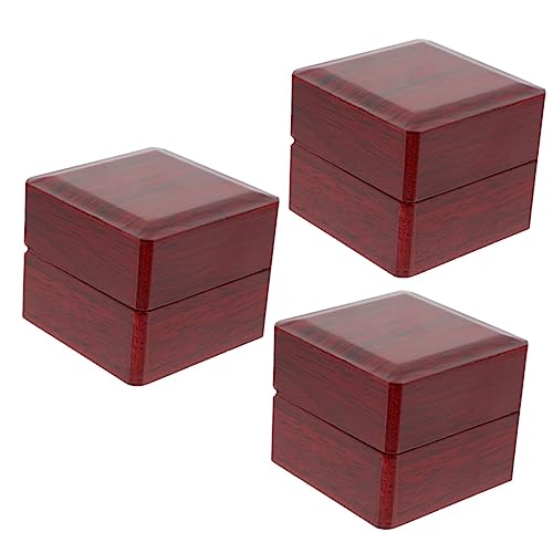 Didiseaon Wedding Jewelry Case 3pcs Ring Box Baseball Display Case Baseball Ring Showcase Wedding Decor Storage Box Wooden Crystals Travel Case