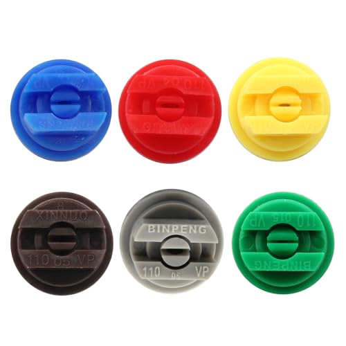 Zorveiio 6Pcs Flat Fan Spray Tip 110 Degree Plastic Nozzle 0.15-0.6mm Pore Agricultural Sprayer Nozzle for Industrial Agricultural Equipment Spraying Machine