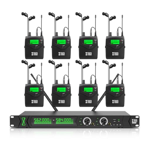 XTUGA RW2090 Wireless in Ear Monitor System, Mono IEM Monitoring with 2 * 100 Frequencies,...