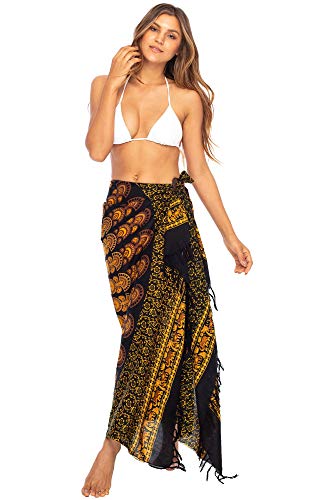 Back From Bali Womens Sarong Beach Swimsuit Bikini Cover up Wrap Peacock & Clip