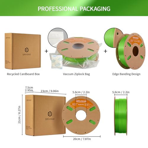 Image of ERYONE PLA Filament 3D Printer PLA Filament 1.75mm±0.03 mm, PLA Filament 1KG Cardboard Spool(2.2LBS), Green Apple
