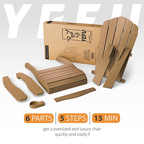 image for YEFU Oversized Plastic Adirondack Chair Set of 4 with Cup-Holder, Weat