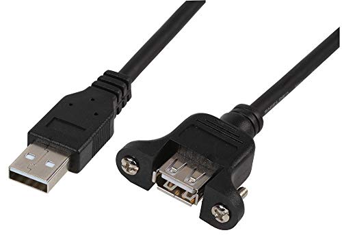 PRO SIGNAL PSG91622 0.6m USB A Plug to USB A Chassis Mount Socket Lead, Black
