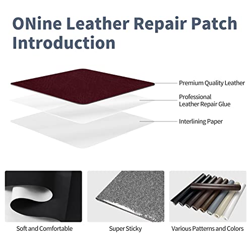 image for ONine Leather Repair Patch, Leather Repair Tape, 12 x 48 Inches Self-A
