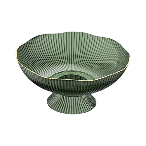 Leefasy Decorative Pedestal Bowl,Storage Baskets Stand Organization,Snacks Fruit Basket Bowl for Kitchen Table Centerpiece Home Decor, Green