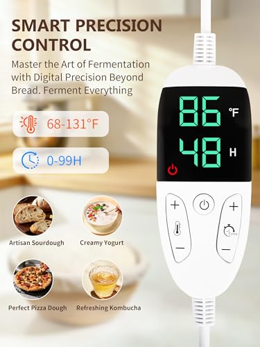 Folding Bread Proofing Box Dough Proofer, Electric Sourdough Warmer with 68-131°F Temp Control & 99H Timer, Dough Proofing Box Basket with Metal Rack for Baking Pizza, Yogurt, Kombucha, Large Capacity — view 3