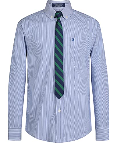 Izod Boys' Big Long Sleeve Button-Down Collared Dress Shirt With Tie And Chest Pocket, Moroccan Cobalt, 14 #TOP6
