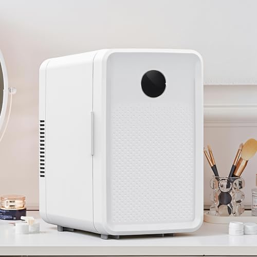 Image of Kikihuose 13L/22L Mini Fridge for Bedroom, Non-condensing Small Skincare Fridge, 110V/12V Portable Refrigerator Cooler & Warmer for Drinks, Food, Beauty, Makeup, Dorm, Car, Office, White