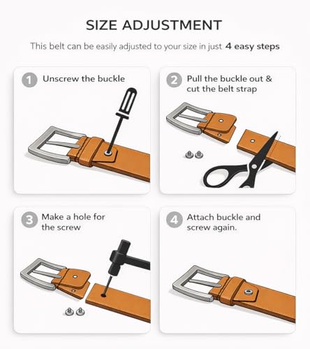 Image of Men's Genuine Leather Belt | Formal & Casual Wear | Pin Buckle, Adjustable Fit for Jeans & Trousers