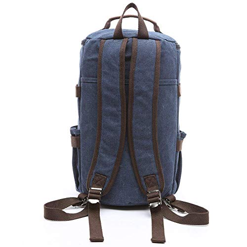 BAOSHA Canvas Weekender Travel Duffel Backpack Hybrid Hiking Rucksack Laptop Backpack for Outdoor Sports Gym HB-26(Blue)