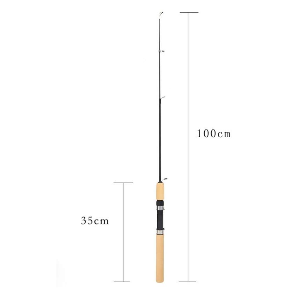 60 80 100 cm Mini-Teleskop-Eisangel, tragbar, Kohlefaser, Flussgarnelen, Karpfenangel, Winterangel, Angelgerät, Pesca (eine Farbe, 100 cm) (eine Farbe, 100 cm)