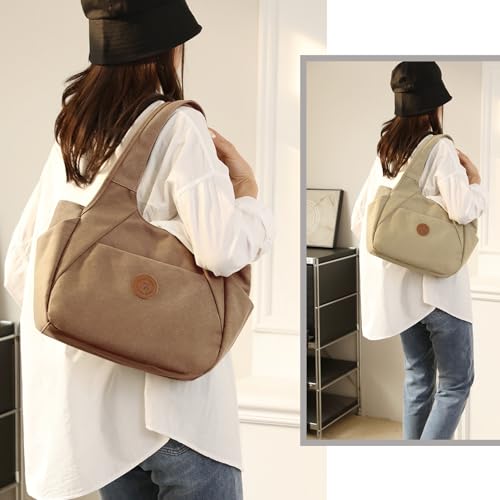 Bolso Hobo Ligero de Lona para Mujer con 3 Compartimentos miniatura 3