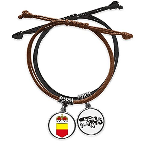 Bracelet Liechtenstein chaîne de main ajustable en cuir et corde tressée